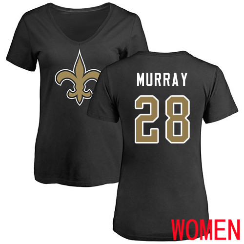 New Orleans Saints Black Women Latavius Murray Name and Number Logo Slim Fit NFL Football #28 T Shirt->women nfl jersey->Women Jersey